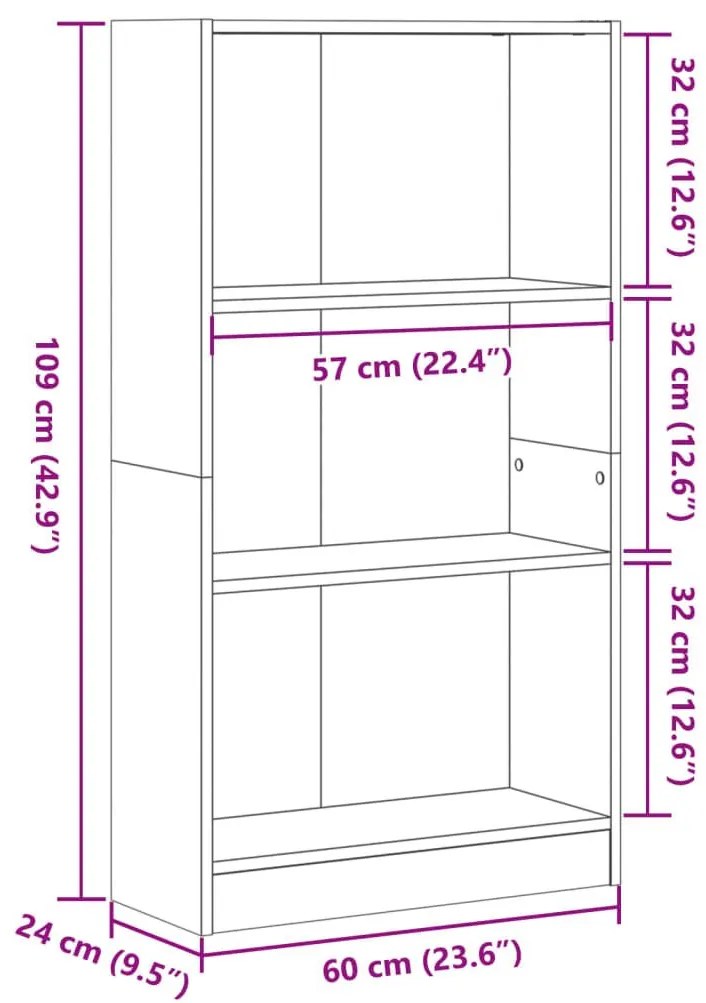 Βιβλιοθήκη Sonoma Δρυς 60x24x109 εκ. από Επεξεργασμένο Ξύλο - Καφέ