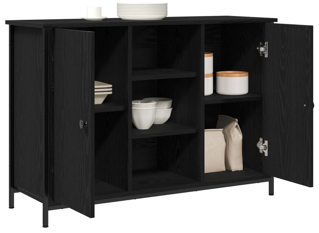 vidaXL Μπουφές Μαύρος Δρυς 100x35x70 εκ. Επεξεργασμένο Ξύλο και Μέταλλο