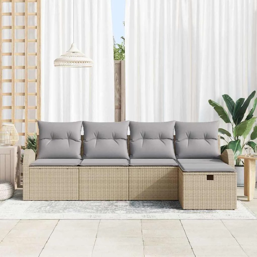 vidaXL Σετ Καναπέ Κήπου 5 pcs μπεζ και ανοιχτό γκρι 234 x 117 x 85 εκ