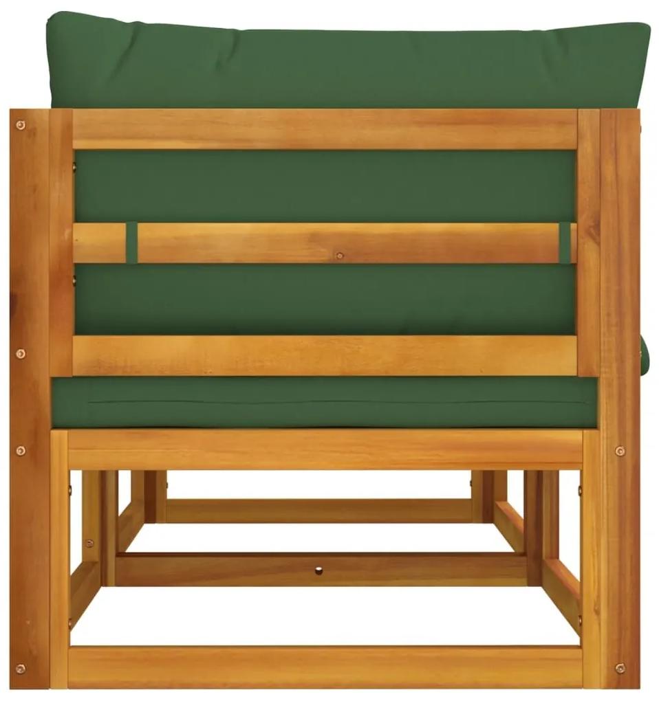 Γωνιακοί Καναπέδες 2 τεμ. Μασίφ Ακακία με Πράσινα Μαξιλάρια - Πράσινο