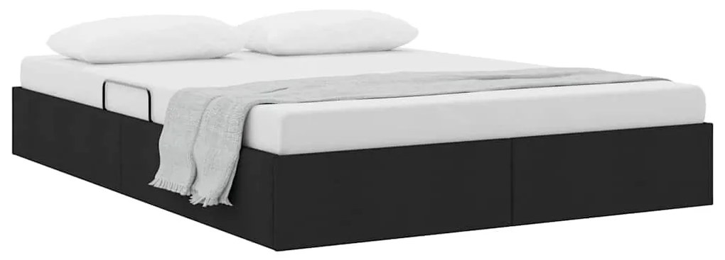 vidaXL Κρεβάτι Αποθήκης με στρώμα Μαύρο 140 x 190 cm ύφασμα