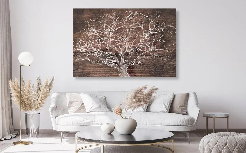 Εικόνα κορώνας δέντρου σε ξύλινο φόντο - 90x60