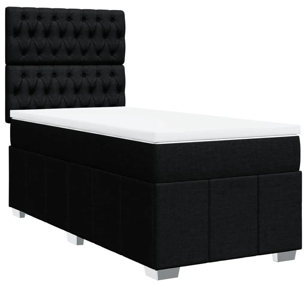 vidaXL Κρεβάτι Boxspring με Στρώμα Μαύρο 100 x 200 εκ. Υφασμάτινο