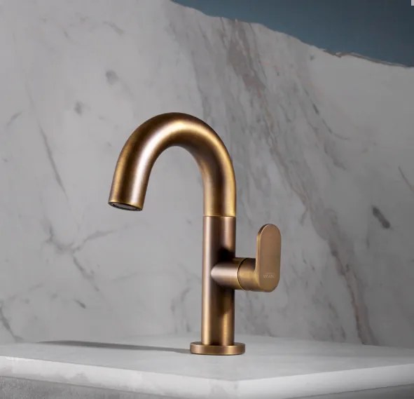 Armando Vicario Slim Antique Brass Μπαταρία Νιπτήρος με Βαλβίδα clic-clac