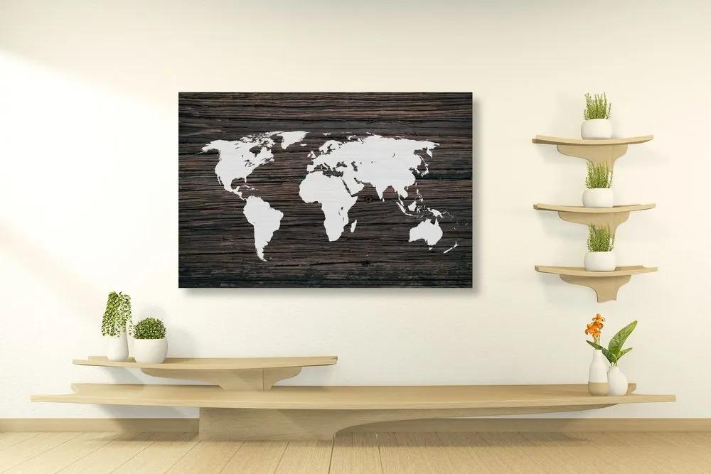 Εικόνα του παγκόσμιου χάρτη σε ξύλο - 120x80