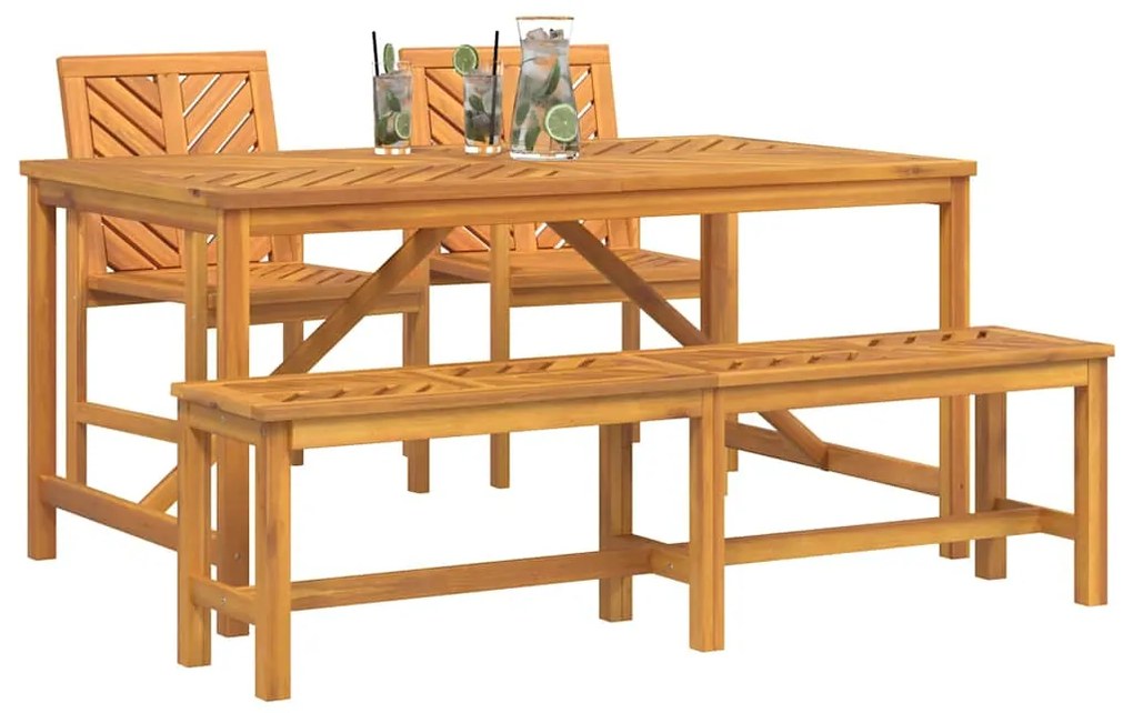 vidaXL Σέτ φαγητού για κήπο 4 pcs Καφέ 150 x 90 x 74 cm