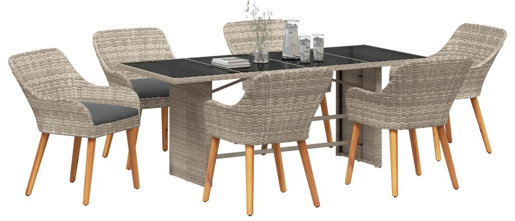 vidaXL Σετ Εξωτερικής Τραπέζης 7 pcs Ανοιχτό γκρι 190 x 80 x 74 εκ
