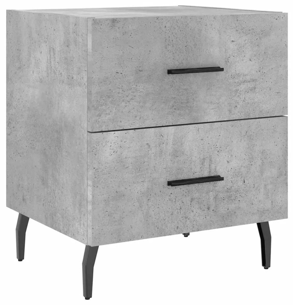 vidaXL Κομοδίνα 2 τεμ. Γκρι Σκυροδεμ. 40 x 35 x 47,5 εκ. Επεξεργ. Ξύλο