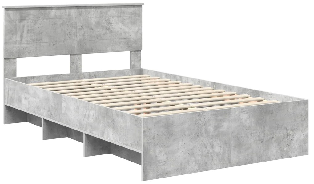 vidaXL Σκελετός Κρεβατιού με κεφαλάρι Σκυρόδεμα Γκρι 120 x 123 εκ.