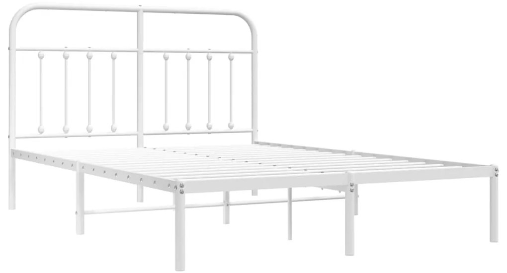 vidaXL Πλαίσιο Κρεβατιού με Κεφαλάρι Λευκό 140 x 200 εκ. Μεταλλικό