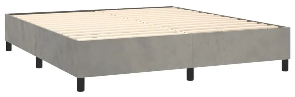 Κρεβάτι Boxspring με Στρώμα Ανοιχτό Γκρι 200x200 εκ. Βελούδινο - Γκρι