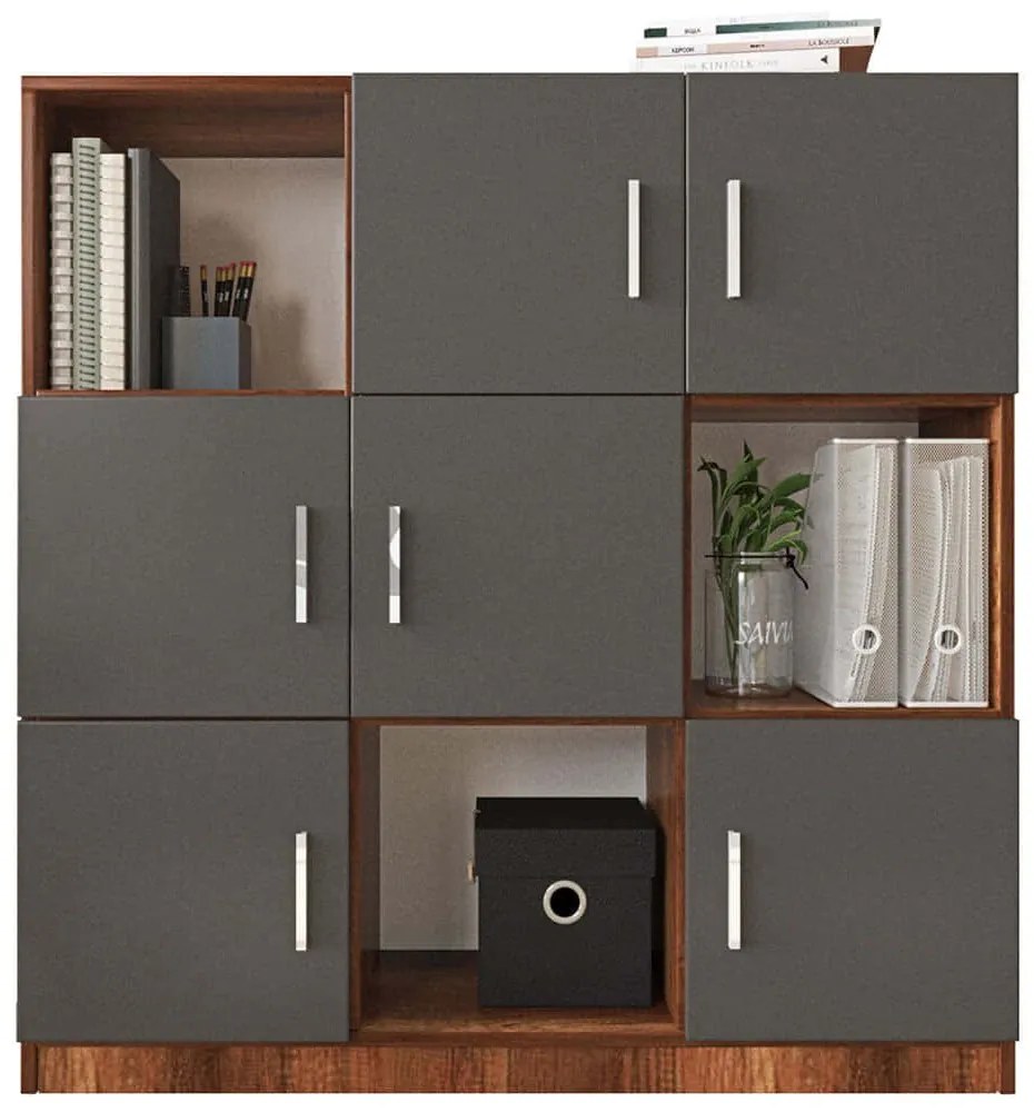 Βιβλιοθήκη Vo 956LCS1517 119,9x37,6x121,8cm Walnut-Anthracite