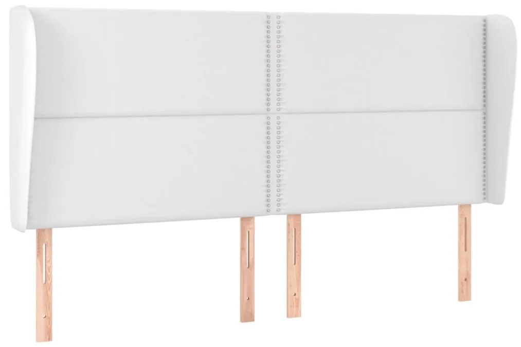 Κεφαλάρι με Πτερύγια Λευκό 163x23x118/128 εκ. Συνθετικό Δέρμα - Λευκό