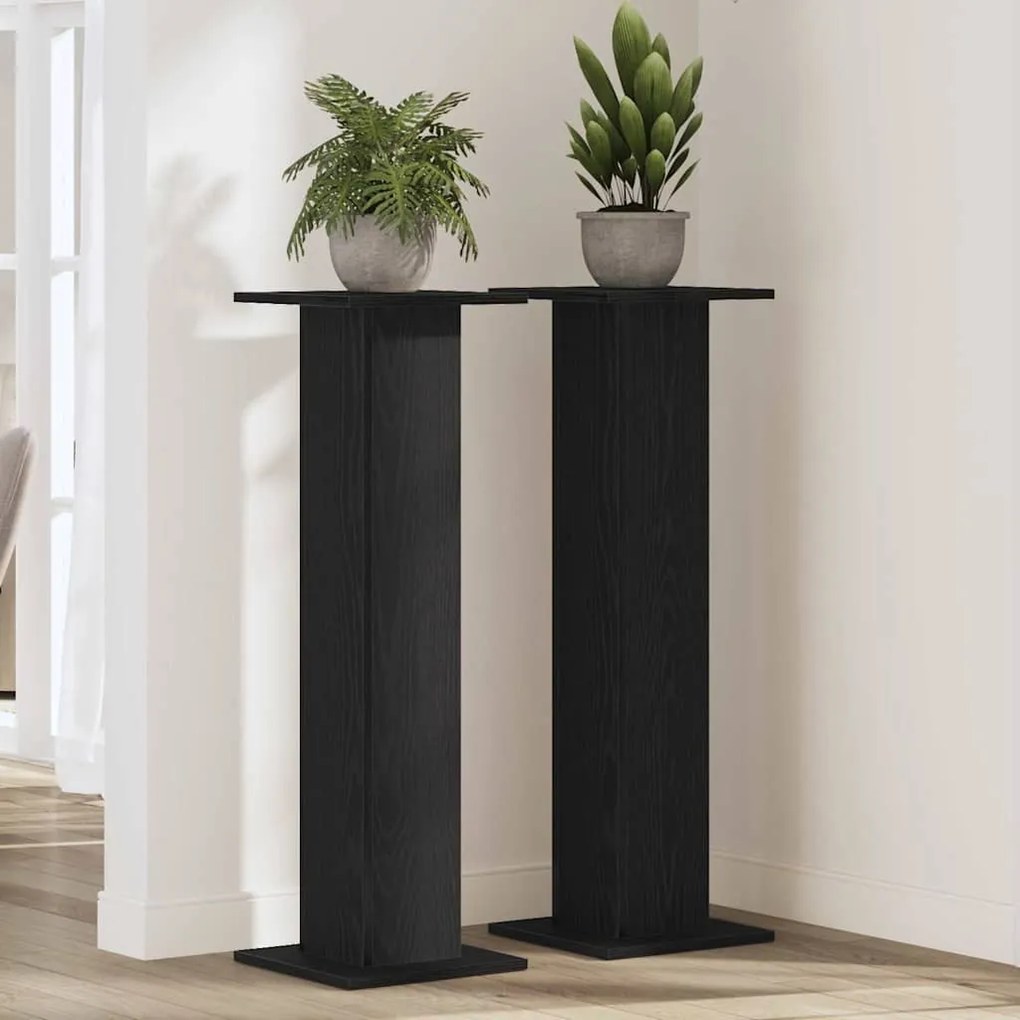 vidaXL Βάση φυτών 2 pcs Μαύρη Οξυά 30 x 30 x 95 cm Επεξεργασμένο ξύλο