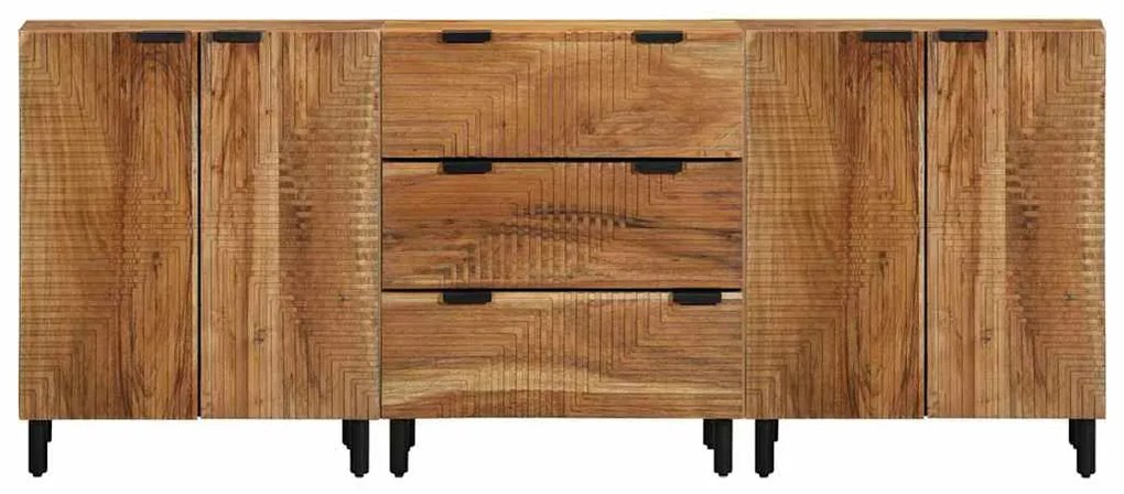 vidaXL Πλαϊνό Γραφείο 3 pcs Καφέ 60 x 33 x 75 cm Μασίφ ξύλο ακακίας
