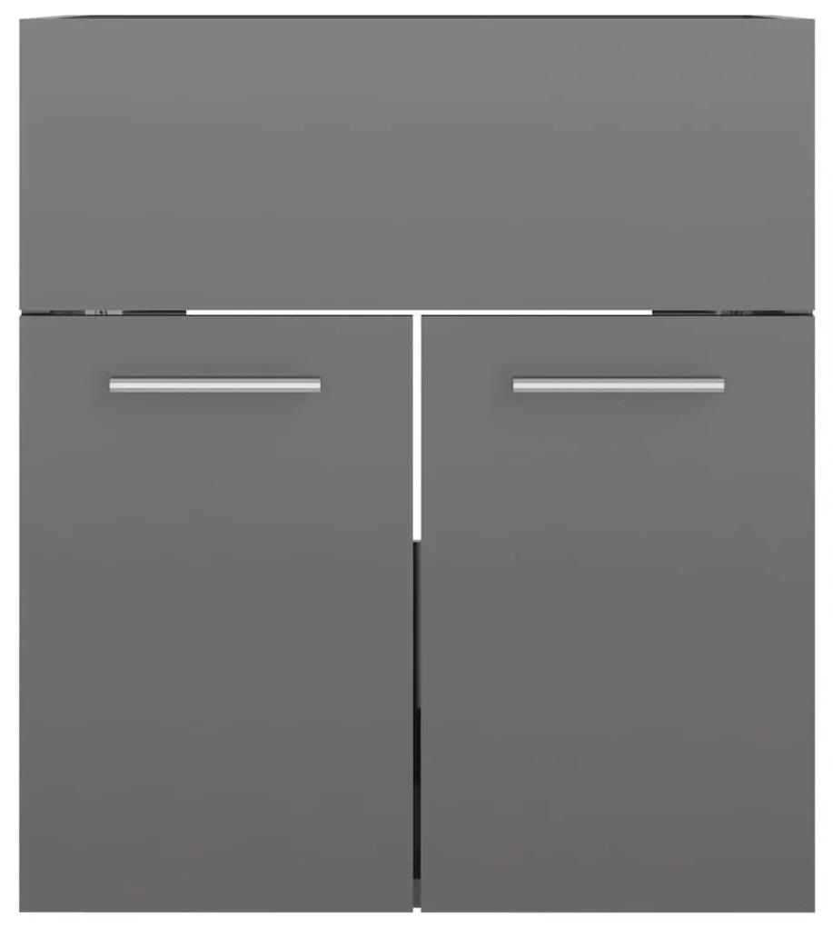Ντουλάπι Νιπτήρα Γυαλιστερό Γκρι 41 x 38,5 x 46 εκ. Μοριοσανίδα - Γκρι
