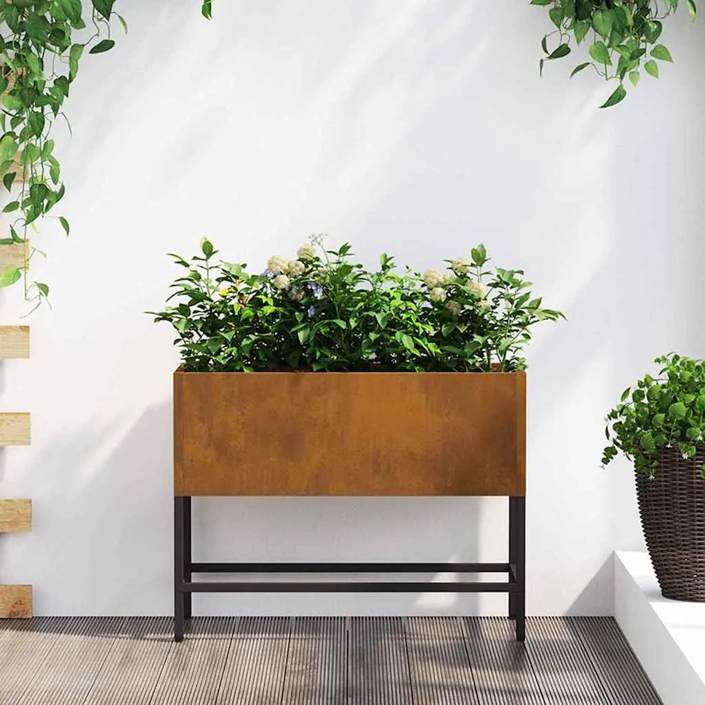 vidaXL Υψωμένη Γλάστρα Κήπου Σκ rusty 60 x 26 x 45 εκ