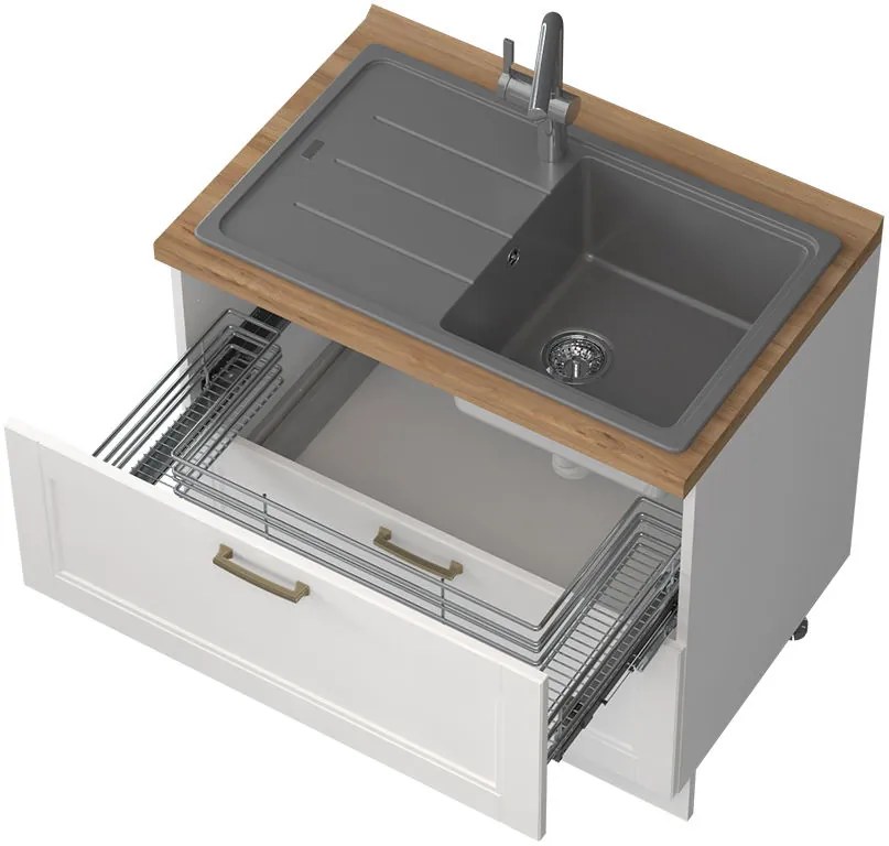 Επιδαπέδιο ντουλάπι νεροχύτη Tahoma R-90-2MZ-Λευκό ματ