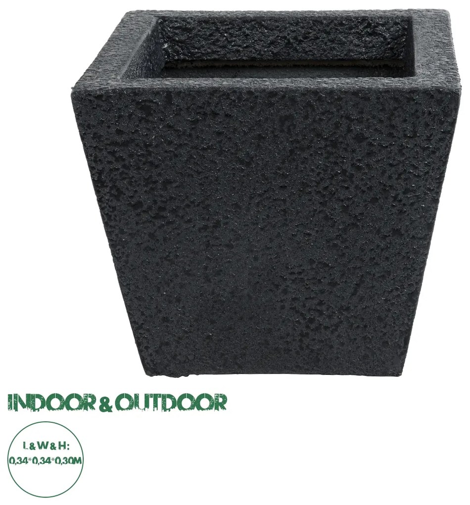20770 GloboStar®  Artificial Garden KARRASPIO 20770 Επιδαπέδιο Πολυεστερικό Τσιμεντένιο Κασπώ Γλάστρα - Flower Pot Μαύρο Μ34 x Π34 x Υ30cm