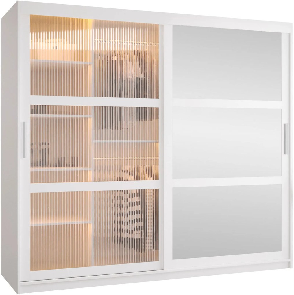 Ντουλάπα Flutes II 200 Συρόμενη-Λευκό