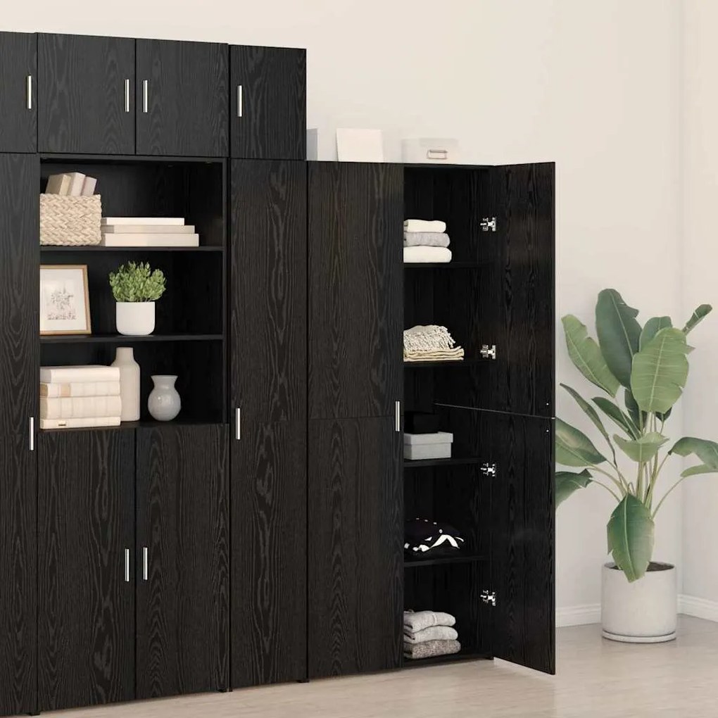vidaXL Highboard Μαύρη δρυς 40 x 42,5 x 185 εκ. Επεξεργασμένο ξύλο