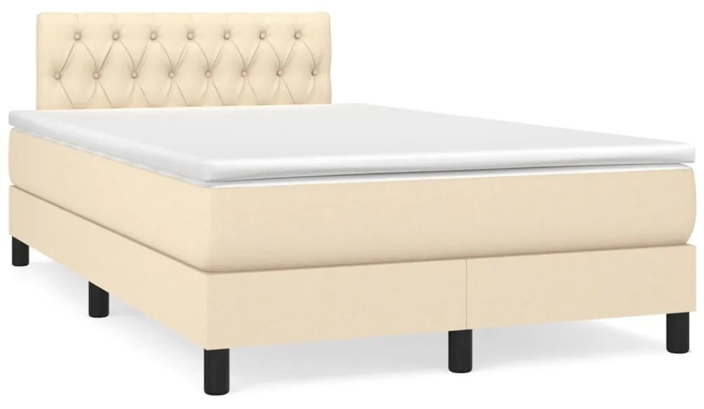 vidaXL Κρεβάτι Boxspring με Στρώμα Κρεμ 120x190 εκ. Υφασμάτινο