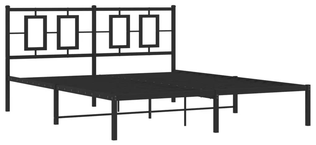Πλαίσιο Κρεβατιού με Κεφαλάρι Μαύρο 160 x 200 εκ. Μεταλλικό - Μαύρο