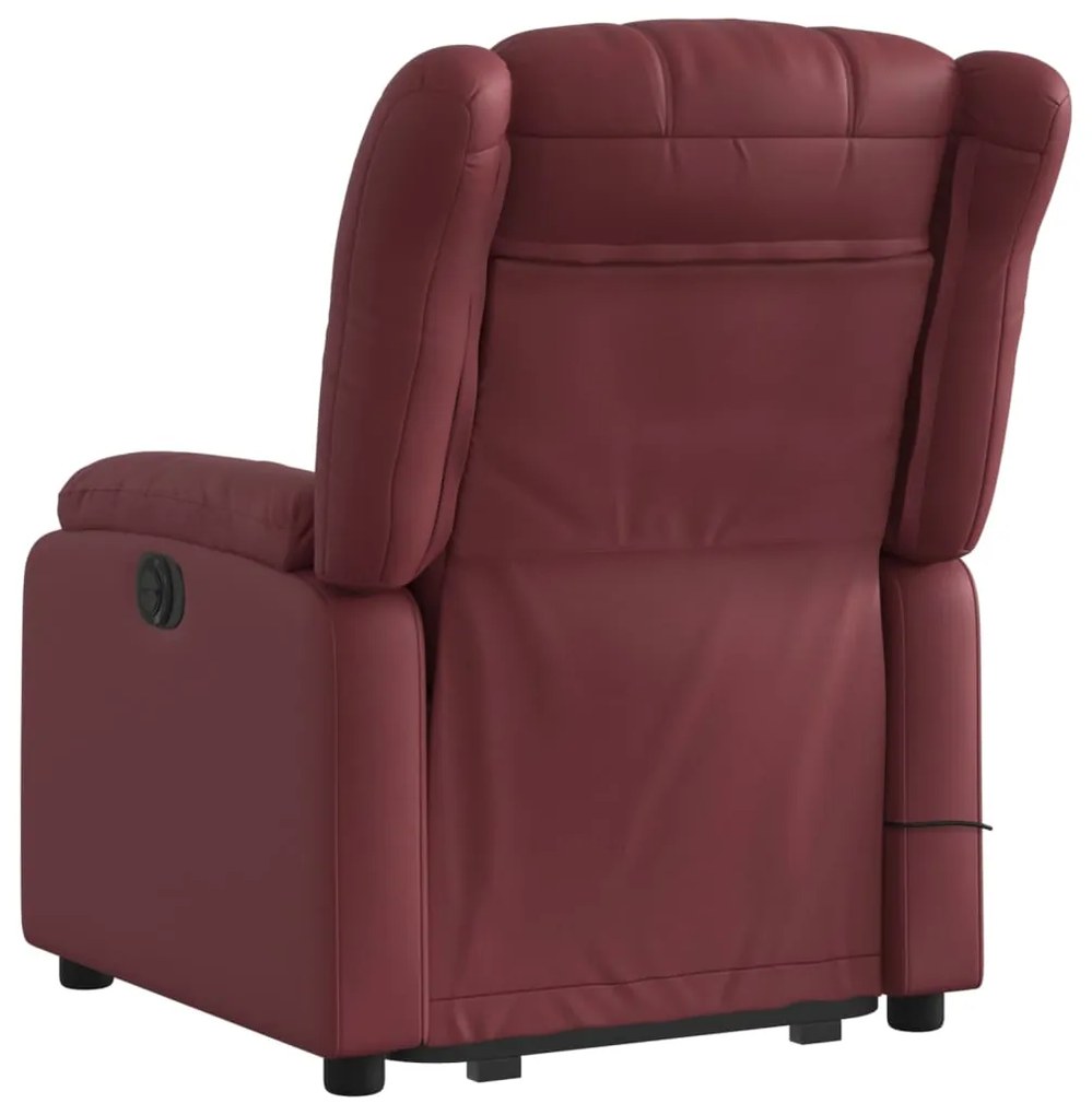 vidaXL Πολυθρόνα Μασάζ Ηλεκ.Ανακλινόμενη με Ανύψωση Μπορντό Συνθ.Δέρμα
