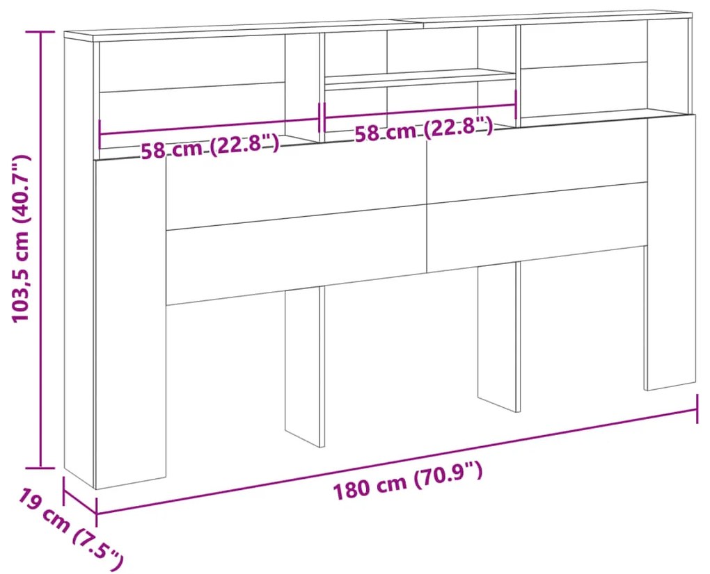 Ντουλάπι κεφαλάρι Παλιό ξύλο 180x19x103,5 cm Ξύλο μηχανής 856872