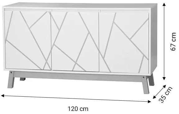 Μπουφές Aria λευκό-φυσικό 120x35x67 εκ 120x35x67 εκ.