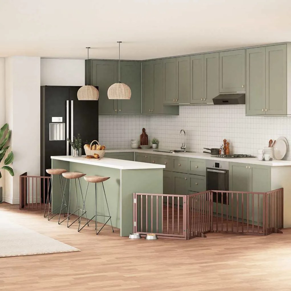 Διαχωριστικό Σκύλων/Πόρτα Πτυσσόμενο 8 Πάνελ 640εκ Ξύλο Λεύκας