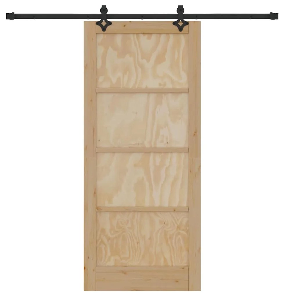vidaXL Συρόμενη Πόρτα Φυσικό και μαύρο 86 x 198.5 cm