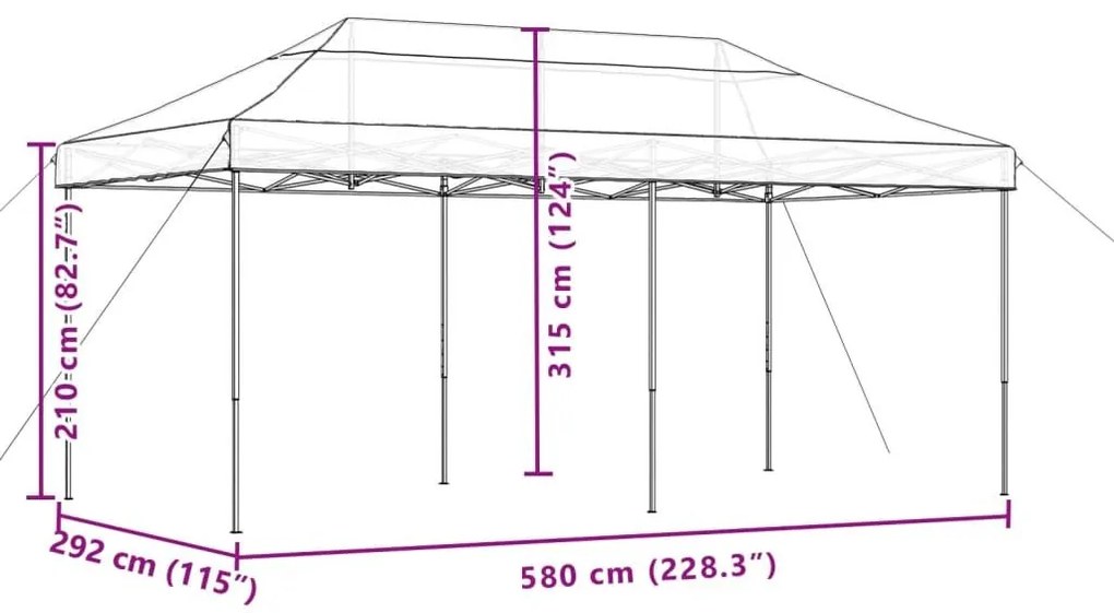 Τέντα Εκδηλώσεων Πτυσσόμενη Pop-Up Μαύρο 580x292x315 εκ. - Μαύρο