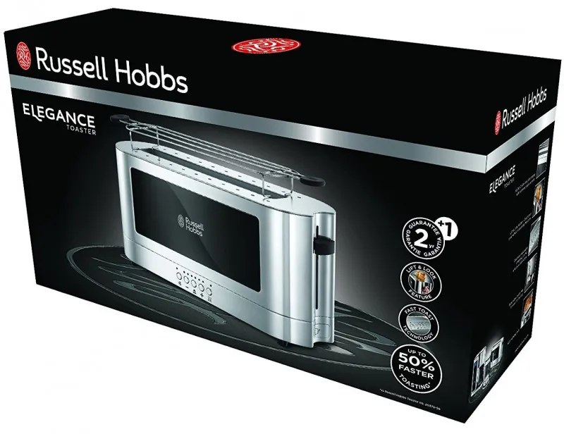 Τοστιέρα Elegance της Russell Hobbs 23380-56, 1420W, 2 φιλέτα, 6 μοίρες, Lift & Look, Inox/μαύρο