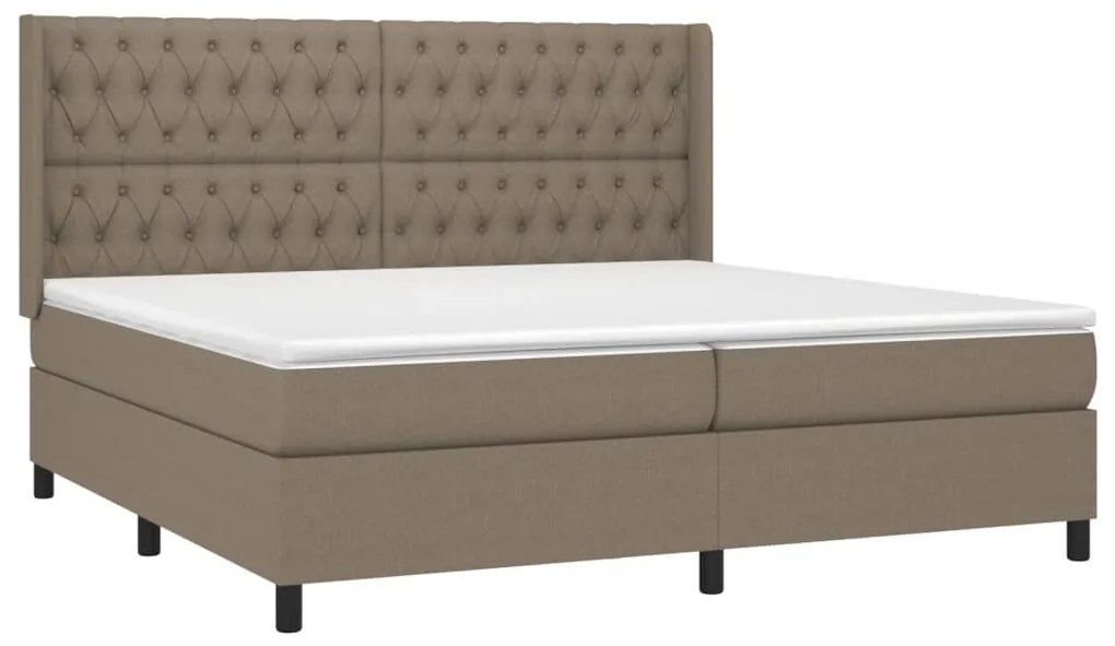 vidaXL Κρεβάτι Boxspring με Στρώμα &amp; LED Taupe 200x200 εκ. Υφασμάτινο