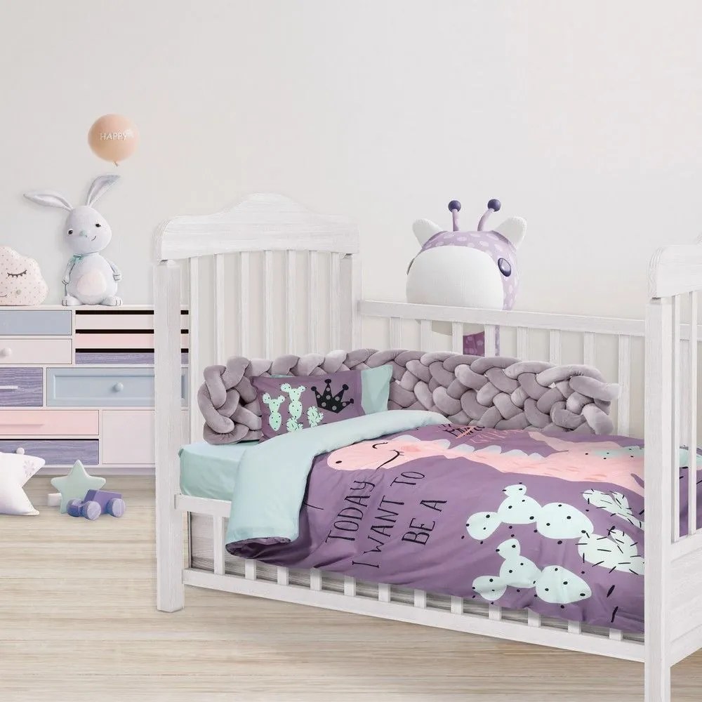 Σεντόνια Βρεφικά 4853 Smile Digital (Σετ 3τμχ) Purple-Mint Das Home Cradle 125x170cm 100% Βαμβάκι