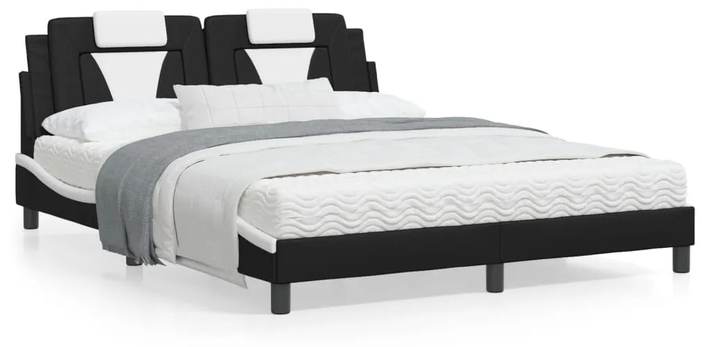 Σκελετός Κρεβατιού Viana Χωρίς Στρώμα Μαύρο/Λευκό 160x200εκ Συνθ. Δέρμα