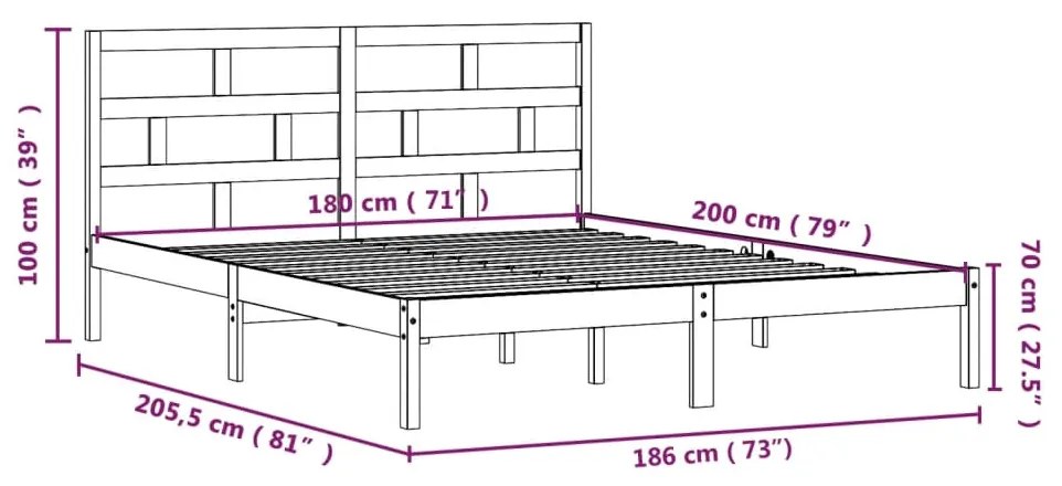 ΠΛΑΙΣΙΟ ΚΡΕΒΑΤΙΟΥ ΛΕΥΚΟ 180 X 200 ΕΚ. ΜΑΣΙΦ ΞΥΛΟ 6FT SUPER KING 3101234