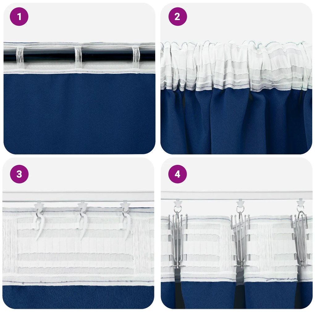 vidaXL Κουρτίνες 2 pcs Σκούρο Μπλε 140 x 140 cm Πολυεστέρας