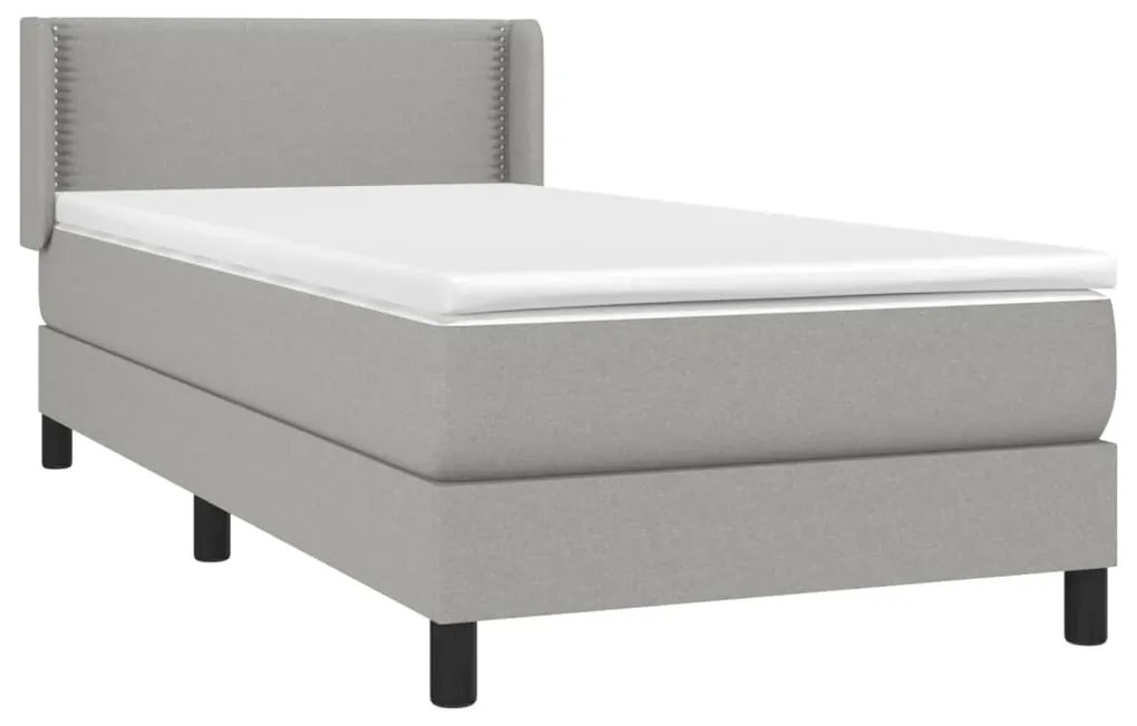 Κρεβάτι Boxspring με Στρώμα Ανοιχτό Γκρι 80x200 εκ. Υφασμάτινο - Γκρι