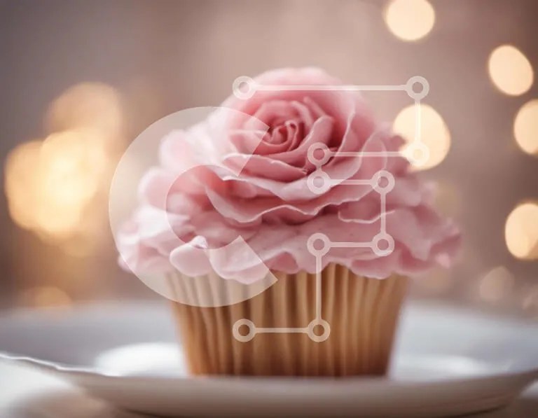 Intra Συλλεκτικό Ξύλινο Παζλ Plywood  4mm - Ροζ cupcake με παγωμένο πάγωμα σε λευκό πιάτο Σε Ξύλινο Κουτί - Διαστάσεις: 10x10 cm – 25 κομμάτια