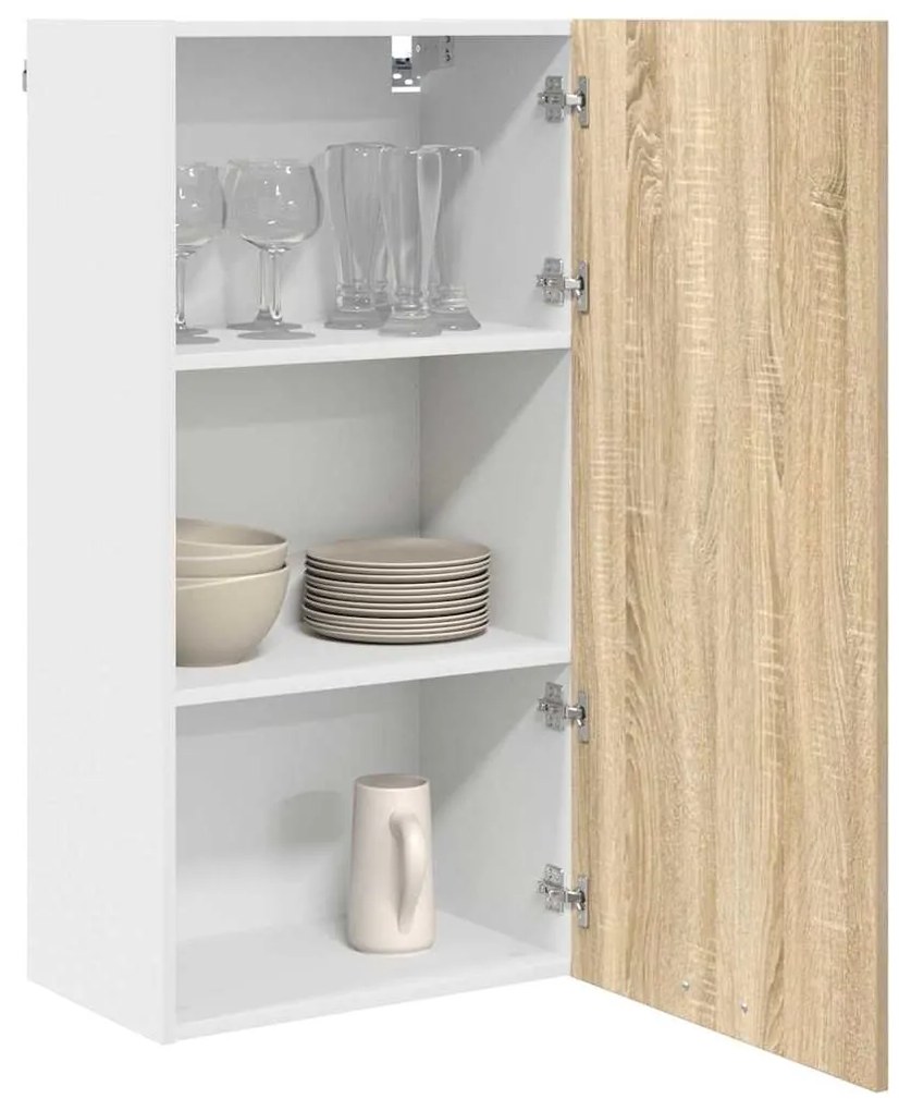 vidaXL Κρεμαστό ντουλάπι Σομόνα Δρυς και Λευκό 50 x 31 x 100 εκ.