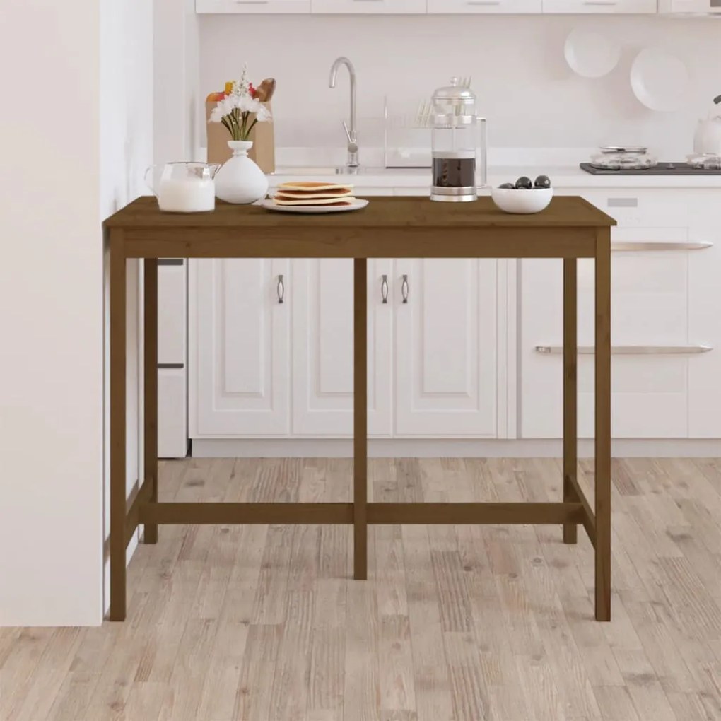 vidaXL Τραπέζι Μπαρ μελί καφέ 140 x 80 x 110 εκ. από Μασίφ Ξύλο Πεύκου
