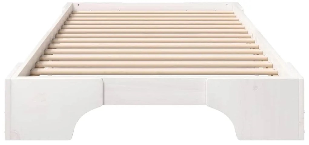 vidaXL Κρεβάτι δαπέδου Λευκό 100 x 220 cm Μασίφ ξύλο πεύκου