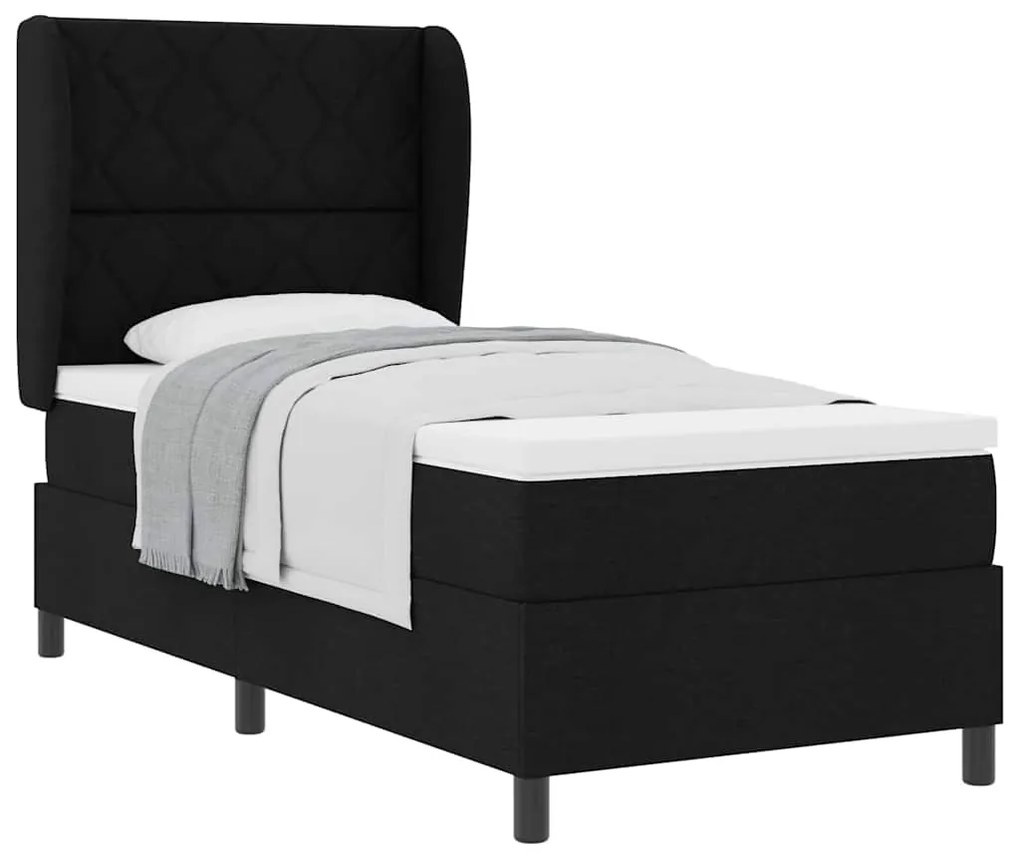 vidaXL Κρεβάτι με ελατήρια με στρώμα Μαύρο 100 x 200 cm ύφασμα