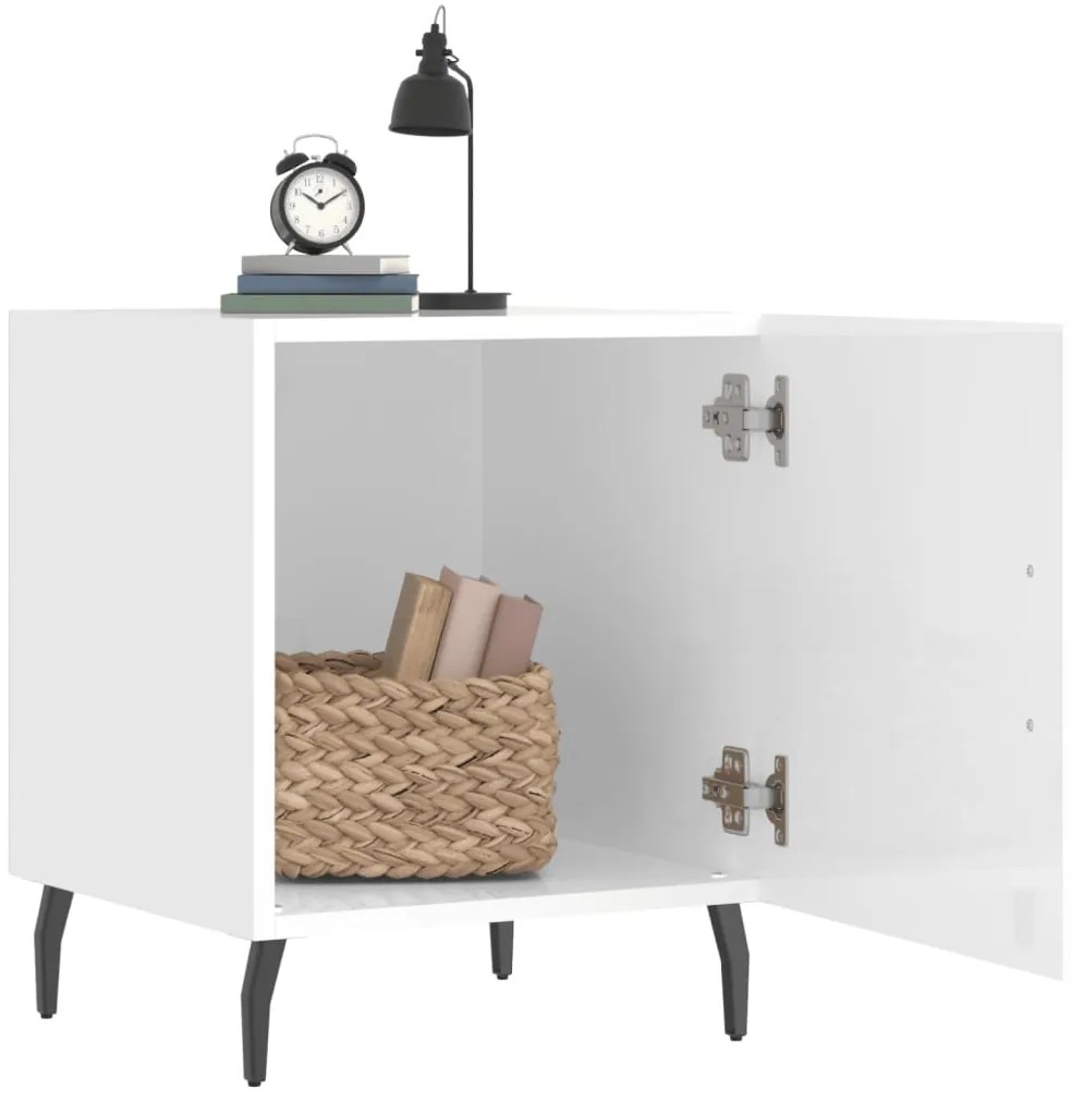 vidaXL Κομοδίνα 2 τεμ. Γυαλ. Λευκό 40 x 40 x 50 εκ. από Επεξεργ. Ξύλο