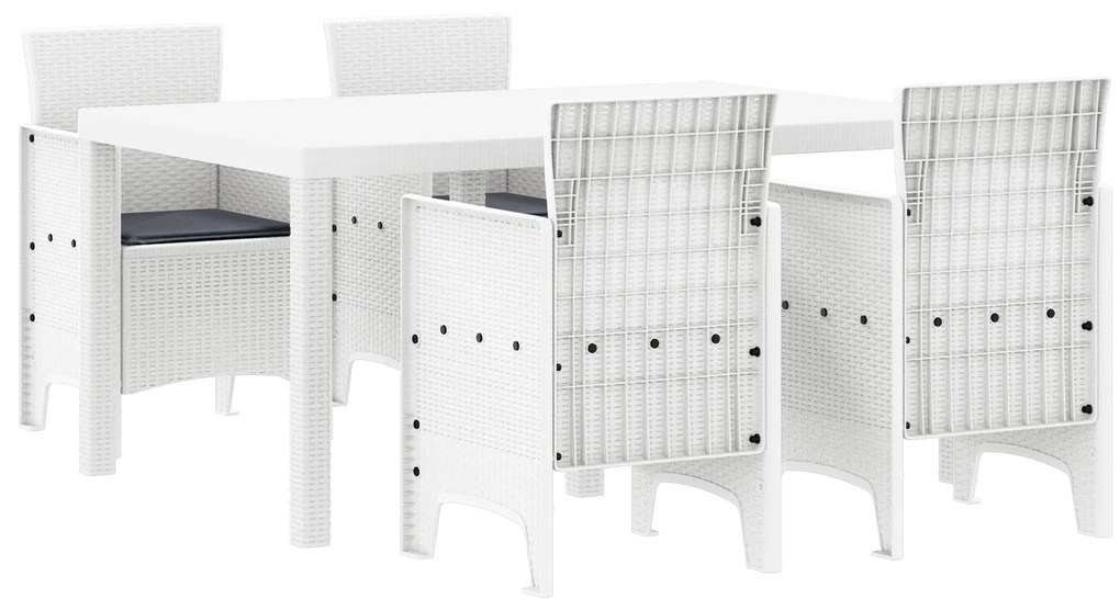 vidaXL Σετ Τραπεζαρίας Κήπου 5 pcs Λευκό 150 x 100 x 73 εκ. PE Ρατάν