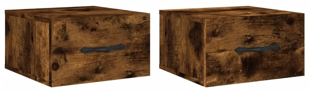 vidaXL Κομοδίνα Επιτοίχια 2 τεμ. Καπνιστή Δρυς 35x35x20 εκ.