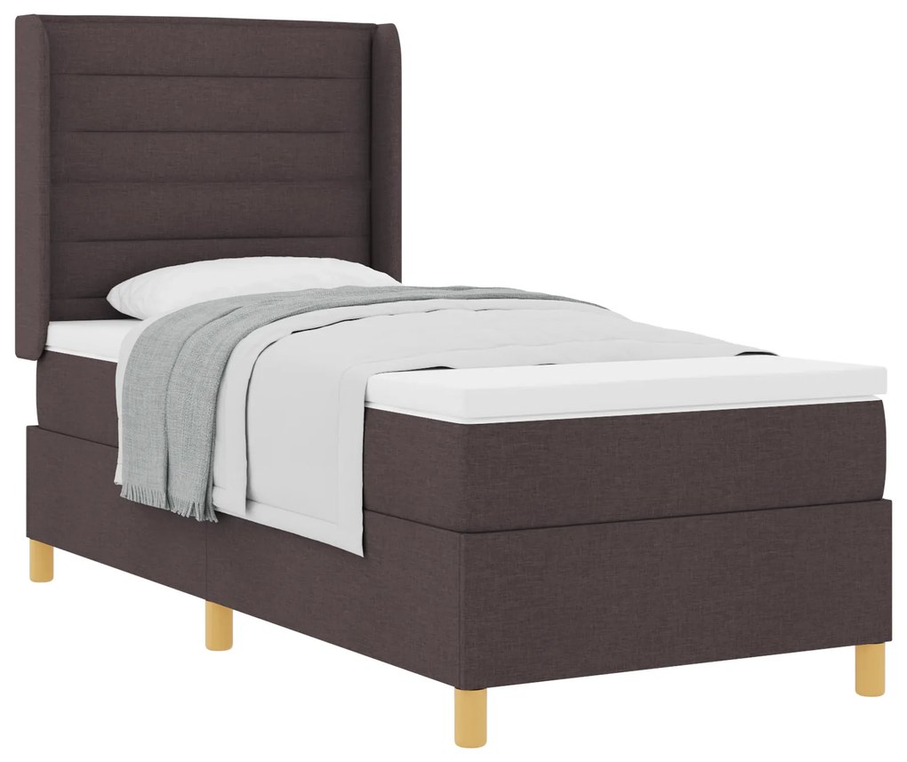 vidaXL Κρεβάτι Box Spring με Στρώμα Σκούρο Καφέ 80x200 cm Ύφασμα