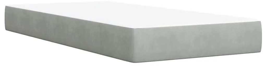 vidaXL Κρεβάτι Boxspring με Στρώμα Ανοιχτό Γκρι 90x190 εκ. Βελούδινο
